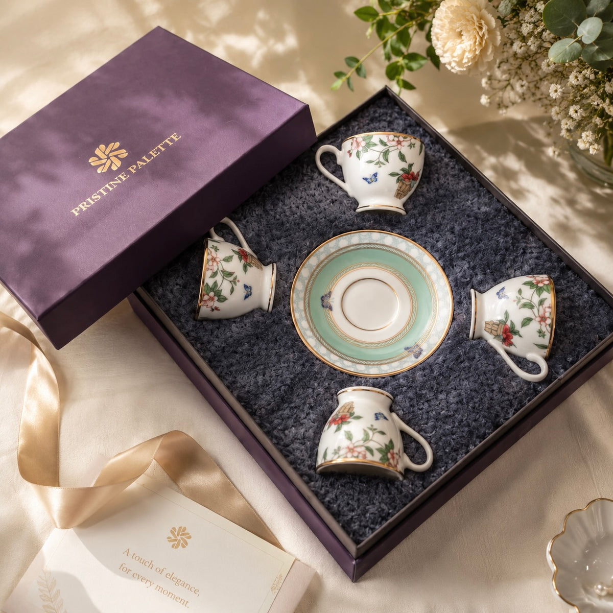 Gulnaar Tea Set with Gift Box | Luxury Teacup Gift Set with Saucer