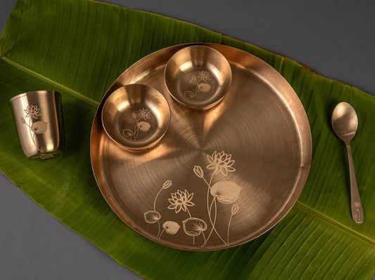 Kansa Thali Set- Kumud (Ayurvedic Dinner Set) Without Serviceware