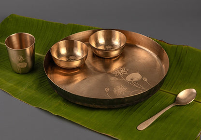Kansa Thali Set- Kumud (Ayurvedic Dinner Set) Without Serviceware